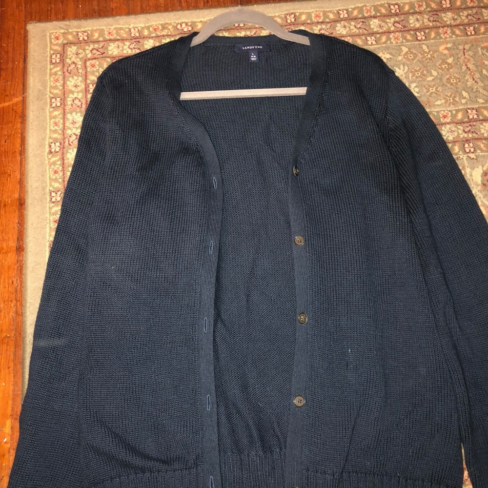 Warm Knitted Navy Blue Cardigan